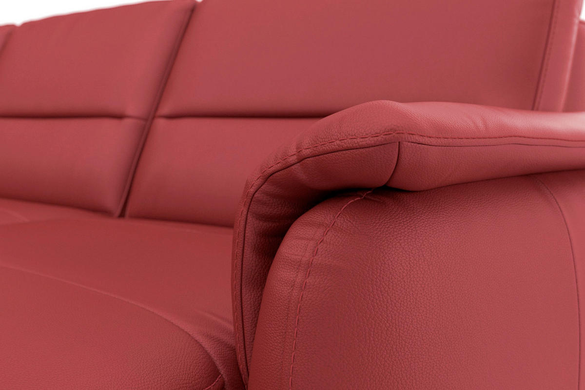 WOHNLANDSCHAFT PALMERA E in Echtleder Rot  - Eichefarben/Rot, Basics, Leder/Holz (212/308/163cm) - Sit & More