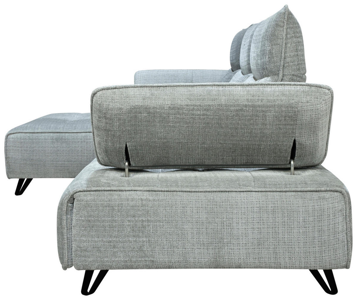 ECKSOFA Hellgrau Chenille  - Hellgrau/Schwarz, Design, Kunststoff/Textil (162/314cm) - Livetastic
