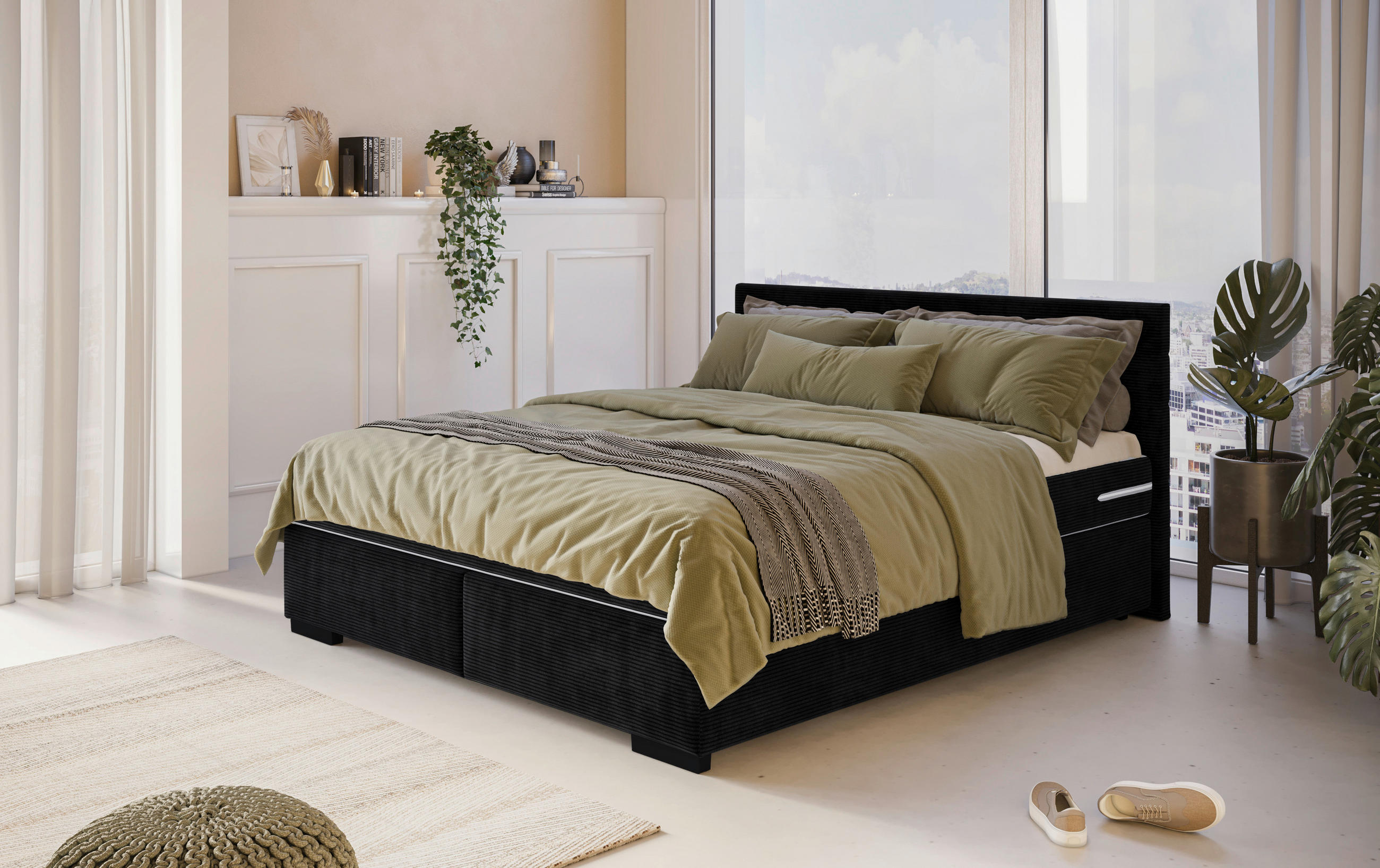 BOXBETT 180/200 cm  in Braun  - Schwarz/Braun, KONVENTIONELL, Holz/Holzwerkstoff (180/200cm) - MID.YOU