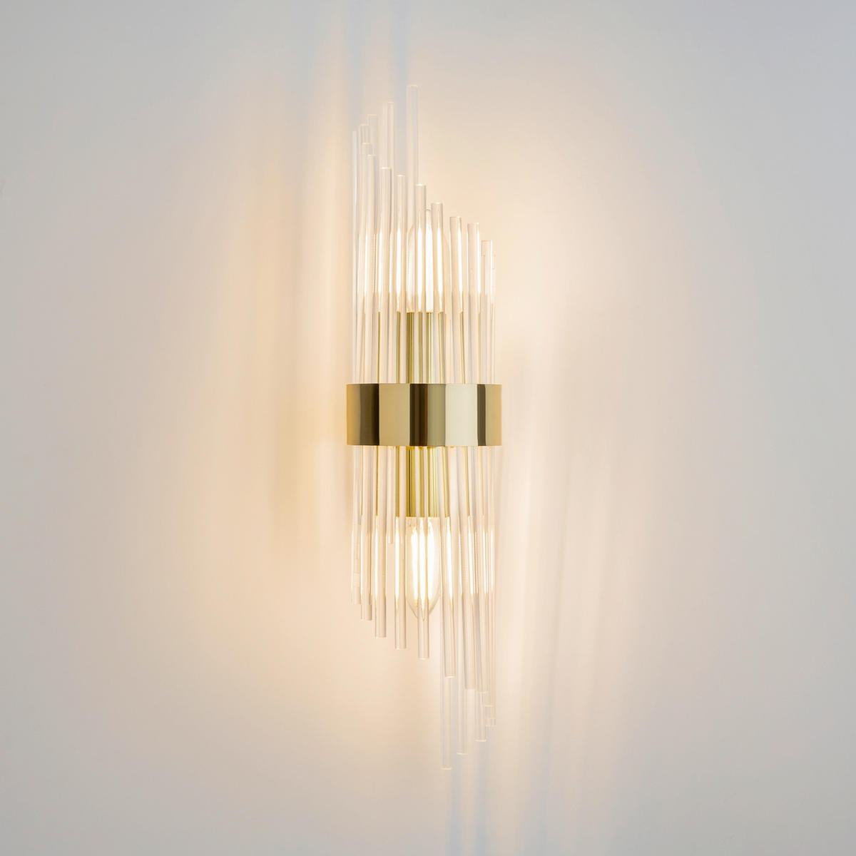 VÄGGLAMPA Modern 12,5/10,4/46,2 cm   - vit/mässingsfärgad, Design, metall/glas (12,5/10,4/46,2cm) - MAYTONI