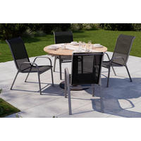 GARTENSESSEL-SET Eisen Schwarz, Silberfarben  - Silberfarben/Schwarz, MODERN, Textil/Metall (54/94/73cm) - Ambia Garden