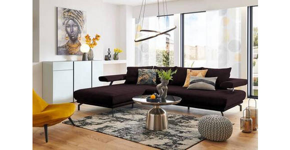 ECKSOFA in Mikrofaser Dunkelbraun 224/305 cm - Dunkelbraun/Schwarz, Design, Textil/Metall (224/305cm) - Dieter Knoll