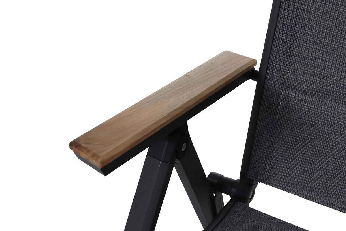 GARTENKLAPPSESSEL Teakholz Aluminium Anthrazit  - Anthrazit, KONVENTIONELL, Holz/Kunststoff (59/110/68cm) - Siena Garden