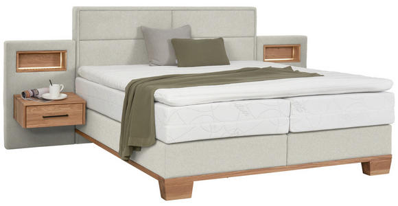 BOXSPRINGBETT 200/200 cm in Naturfarben, Eichefarben - Eichefarben/Naturfarben, Natur, Holz/Textil (200/200cm) - Valnatura