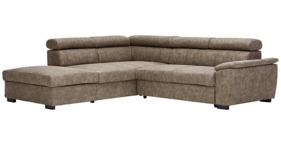 ECKSOFA Taupe Lederlook  - Taupe/Schwarz, Design, Kunststoff/Textil (230/263cm) - Hom`in