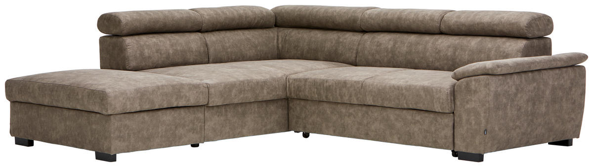 ECKSOFA Taupe Lederlook  - Taupe/Schwarz, Design, Kunststoff/Textil (230/263cm) - Hom`in