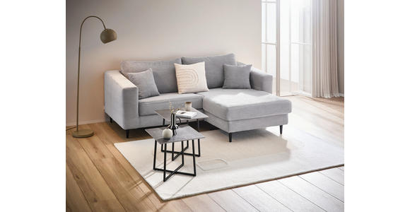 ECKSOFA in Cord Hellgrau  212/155 cm  - Hellgrau/Schwarz, KONVENTIONELL, Holz/Textil (212/155cm) - Carryhome