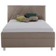 POLSTERBETT Matratze, Lattenrost, Bettkasten 140/200 cm  in Cappuccino  - Birkefarben/Silberfarben, KONVENTIONELL, Holz/Textil (140/200cm) - Esposa