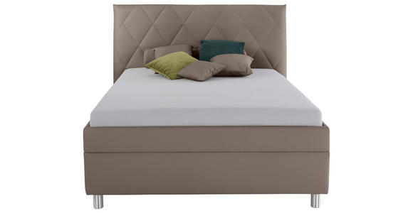 POLSTERBETT Matratze, Lattenrost, Bettkasten 140/200 cm  in Cappuccino  - Birkefarben/Silberfarben, KONVENTIONELL, Holz/Textil (140/200cm) - Esposa