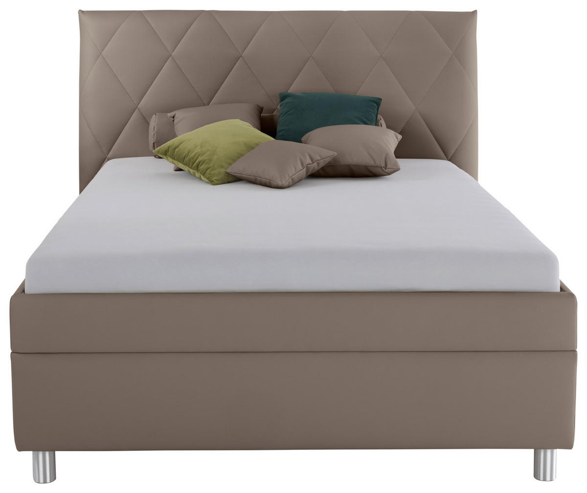 POLSTERBETT Matratze, Lattenrost, Bettkasten 140/200 cm  in Cappuccino  - Birkefarben/Silberfarben, KONVENTIONELL, Holz/Textil (140/200cm) - Esposa