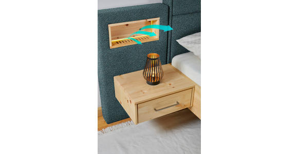 BOXSPRINGBETT 160/200 cm in Eichefarben, Petrol - Eichefarben/Petrol, Natur, Holz/Textil (160/200cm) - Valnatura
