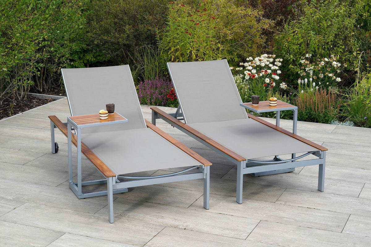 GARTENBEISTELLTISCH 41/32/61 cm Metall  - Silberfarben/Naturfarben, MODERN, Holz/Metall (41/32/61cm) - Gardenson