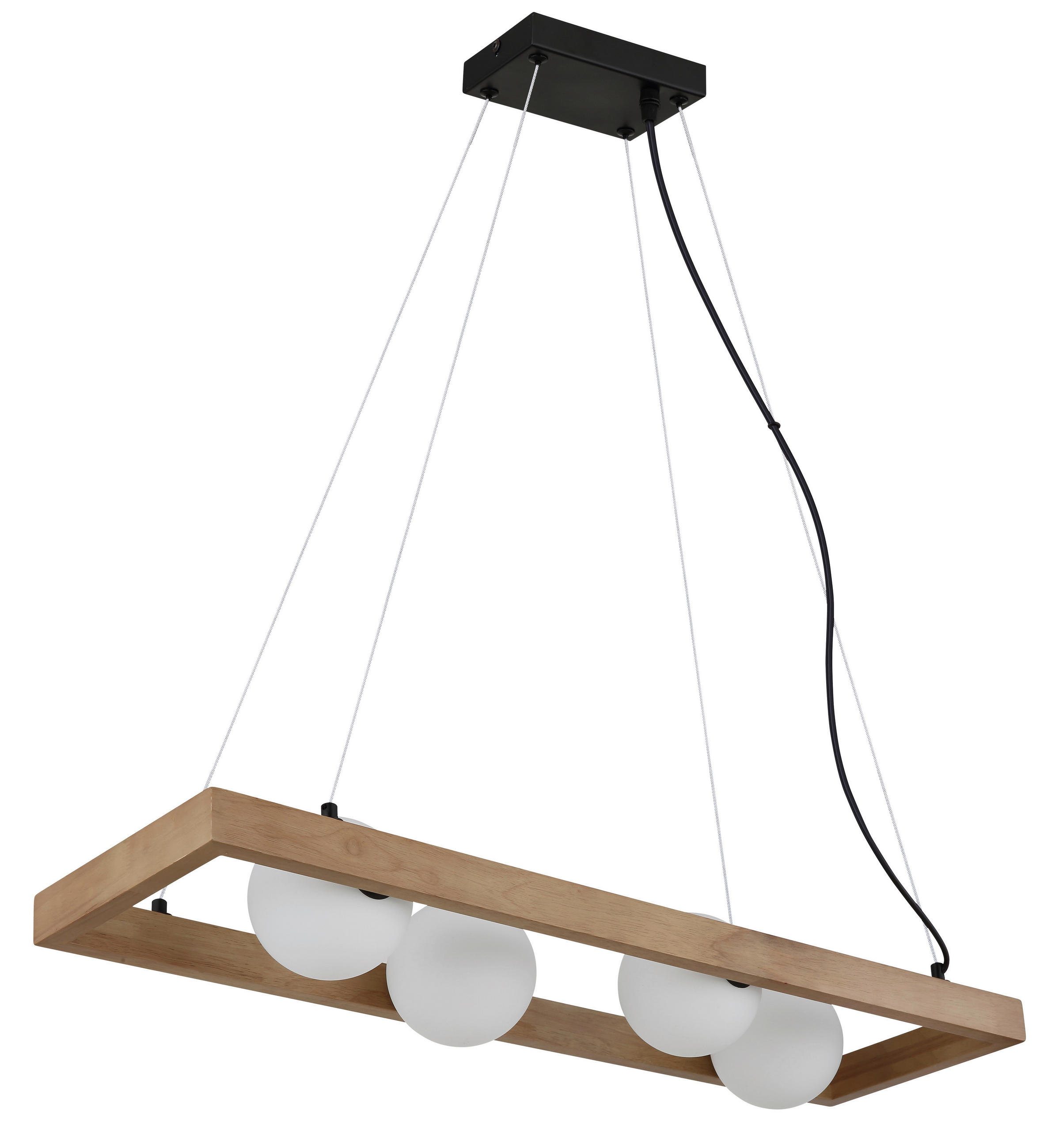 HÄNGELEUCHTE NANDA 84/24/150 cm   - Schwarz/Braun, Natur, Glas/Holz (84/24/150cm)