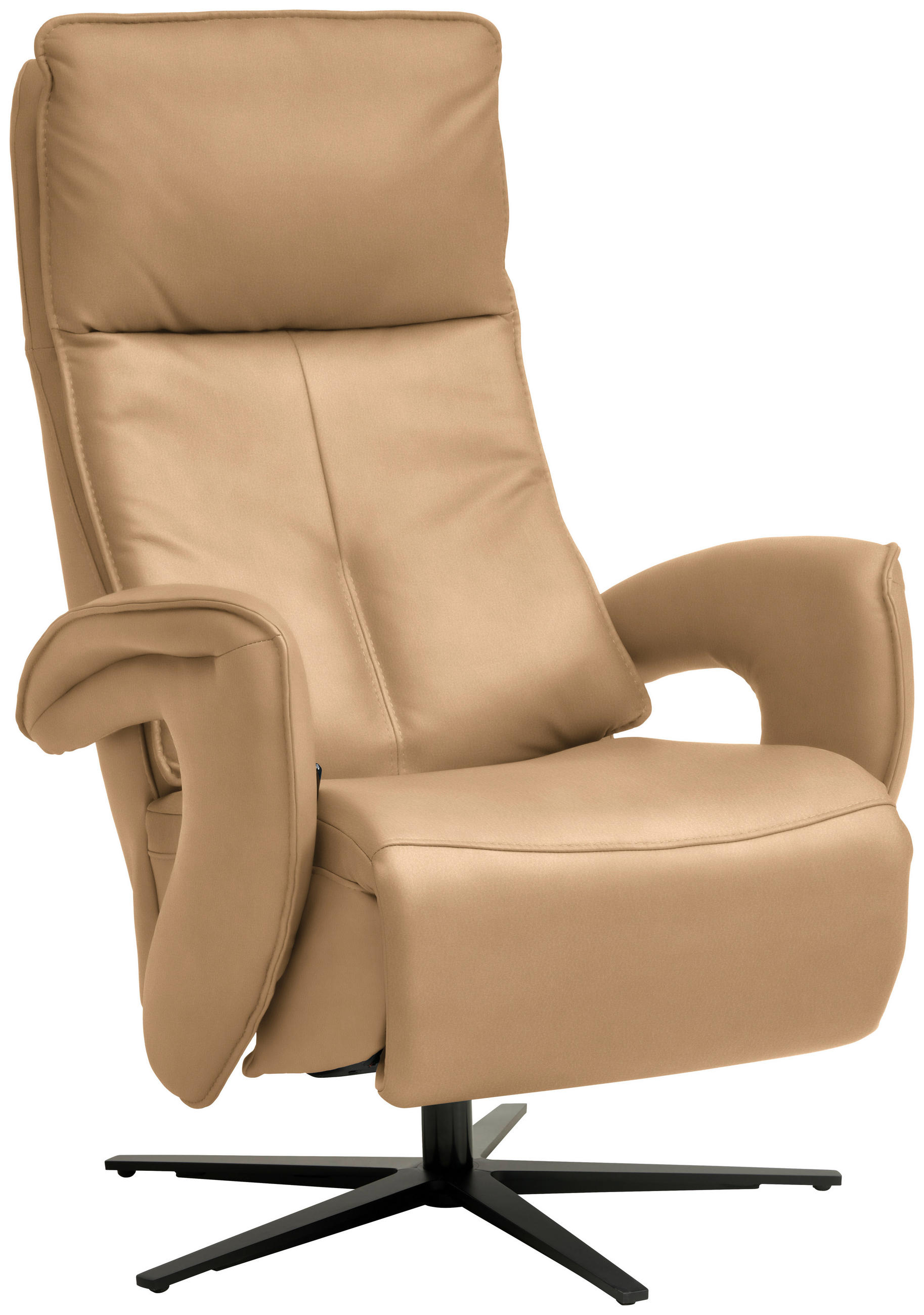 RELAXSESSEL in Leder Honig  - Schwarz/Honig, Design, Leder/Metall (77/119/87cm) - Valdera