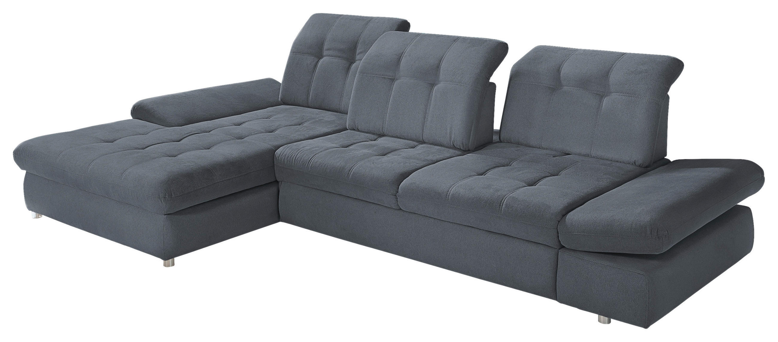 ECKSOFA Anthrazit Mikrofaser  - Chromfarben/Anthrazit, KONVENTIONELL, Kunststoff/Textil (186/314cm) - Livetastic