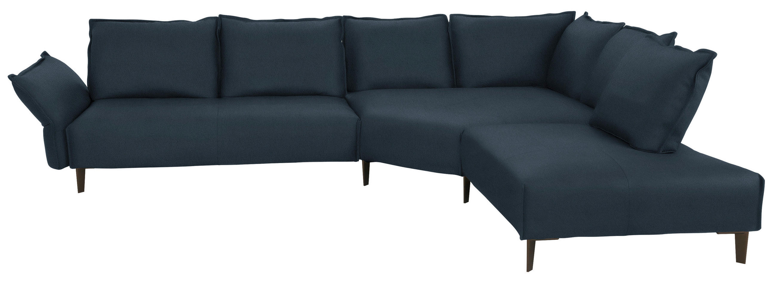 ECKSOFA in Echtleder Dunkelblau  - Schwarz/Dunkelblau, Design, Leder/Metall (340/272cm) - W.Schillig