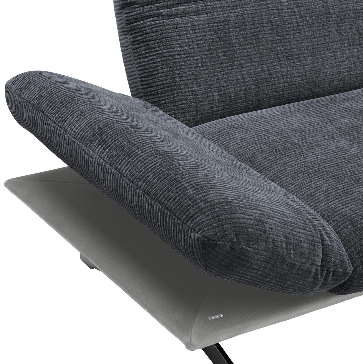 ECKSOFA  in Flachgewebe Dunkelgrau  209/277 cm  - Edelstahlfarben/Dunkelgrau, Design, Textil/Metall (209/277cm) - Koinor