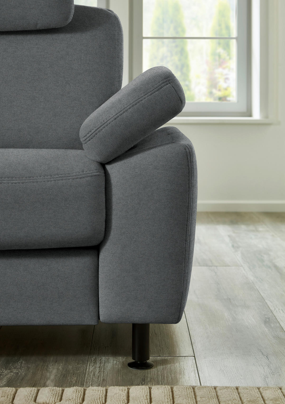 ECKSOFA Flachgewebe Anthrazit  - Anthrazit/Schwarz, Konventionell, Textil/Metall (252/248cm) - Beldomo Comfort