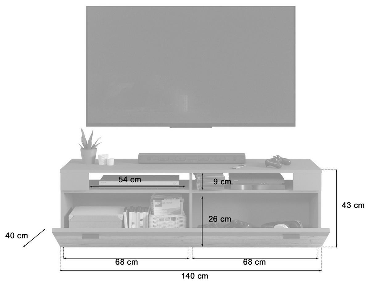 WOHNWAND 4-teilig  in  350/195/40 cm  - KONVENTIONELL, Glas/Holzwerkstoff (350/195/40cm) - MID.YOU
