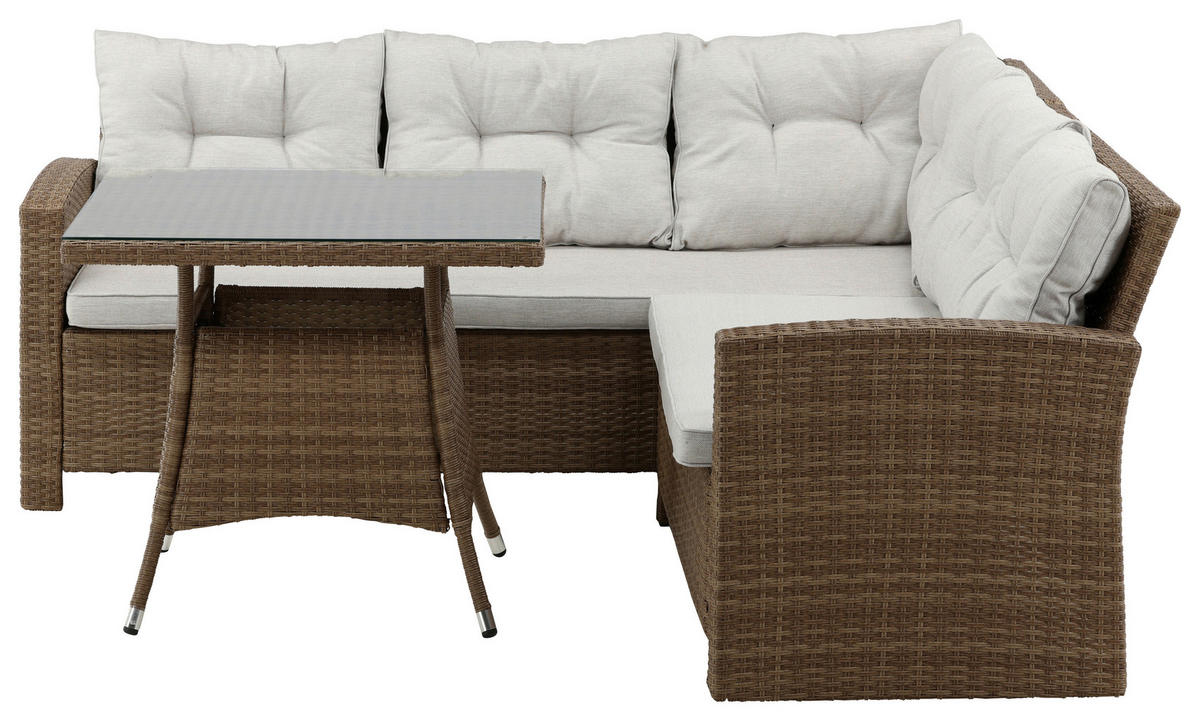 LOUNGEGARNITUR   Rattan  - Braun, KONVENTIONELL, Holz - Gardenson