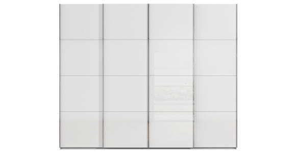 SCHWEBETÜRENSCHRANK 271/223/68 cm 4-türig Grau, Weiß - Chromfarben/Weiß, Design, Glas/Holzwerkstoff (271/223/68cm) - Novel
