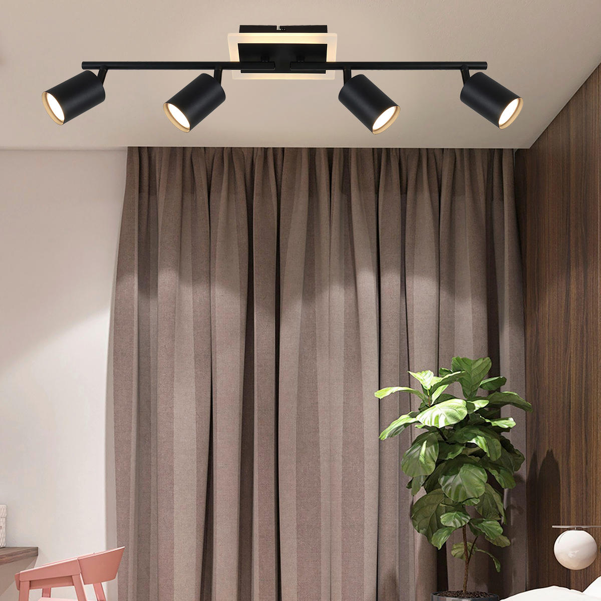DECKENLEUCHTE 4.2 W    63/9,5/16 cm  - Schwarz, Trend, Kunststoff/Metall (63/9,5/16cm) - Novel