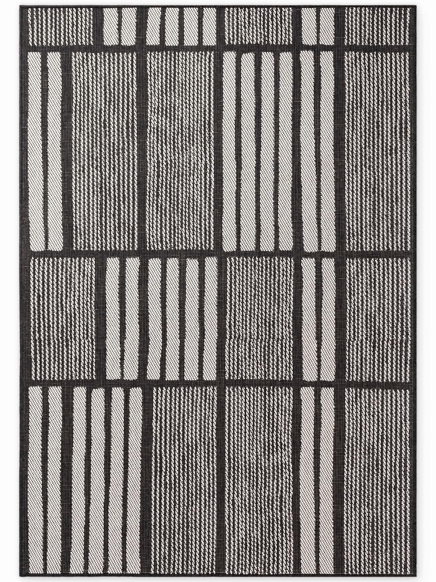 FLACHWEBETEPPICH 160/230 cm Haringey Schwarz, Weiß rechteckig  - Schwarz/Weiß, Design, Kunststoff (160/230cm)