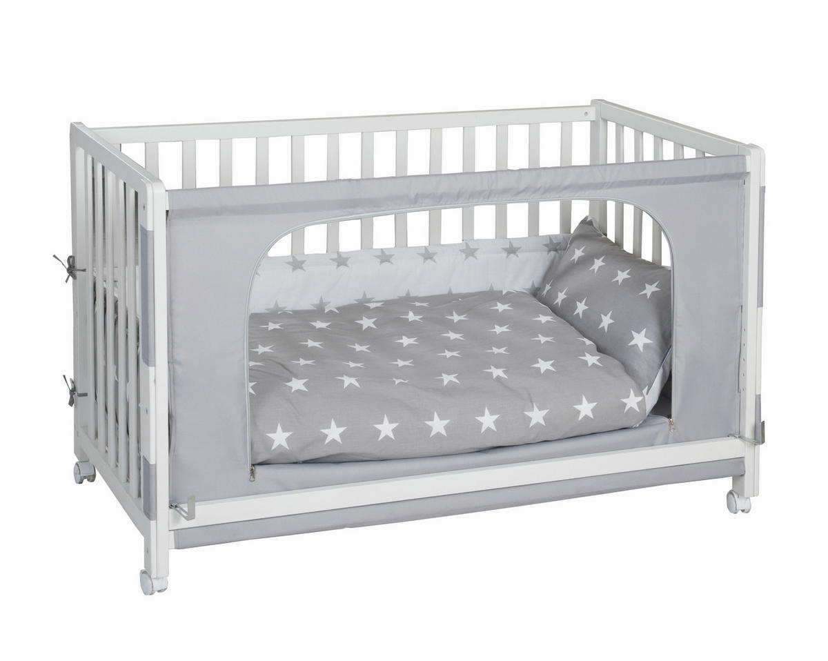 GITTERBETT-KOMPLETTSET Room Bed Little Stars 60/120 cm  - Weiß/Grau, Basics, Holz/Textil (60/120cm) - Roba