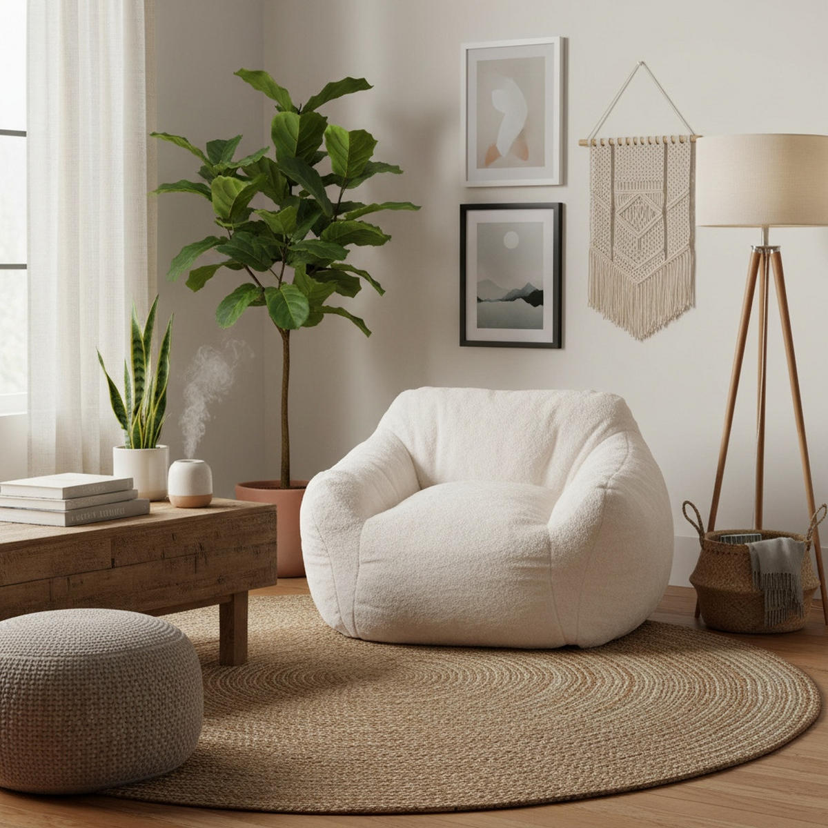 Fotoliu Puf  - bej, Design, textil (120/76/110cm) - Carryhome