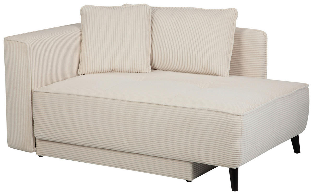 RÉCAMIERE ELIO Creme Cord  inkl. Zierkissen, Rückenkissen  - Creme/Schwarz, Design, Holz/Kunststoff (97/79/150cm) - P & B