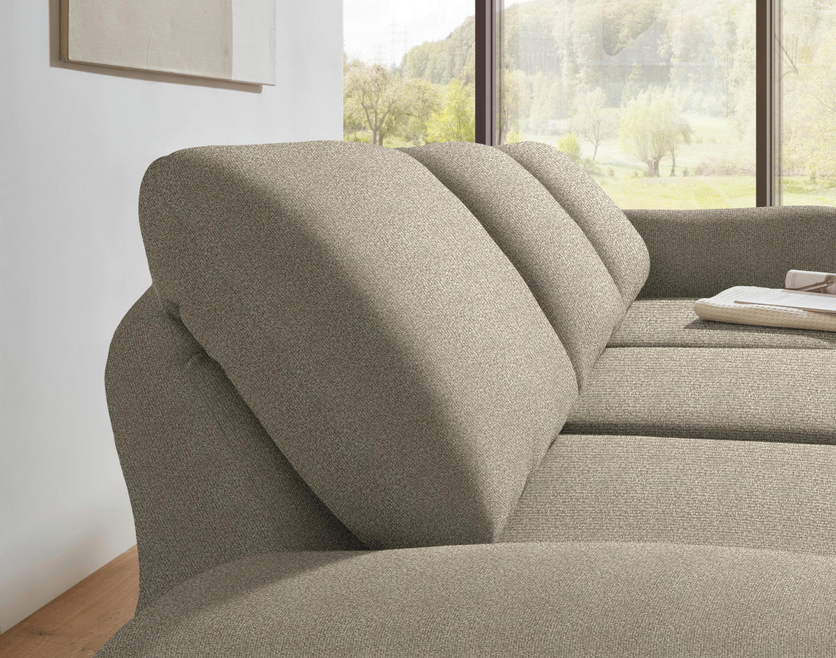 ECKSOFA  in Flachgewebe Sandfarben  255-365/175-224 cm  - Sandfarben/Schwarz, Design, Textil/Metall (255-365/175-224cm) - Dieter Knoll