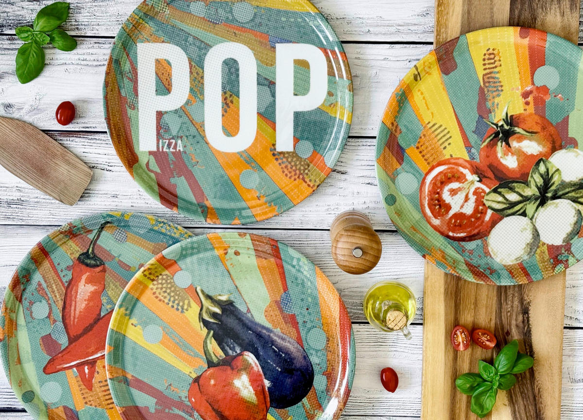 PIZZATELLER Porzellan 4-teilig POP  - Blau/Rot, Basics, Keramik (31/2cm) - Mäser