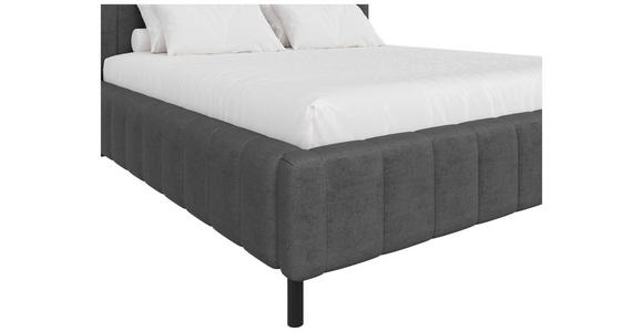 POLSTERBETT gepolstertes Kopfteil, Lattenrost, Bettkasten Anthrazit 180/200 cm  - Anthrazit/Schwarz, Design, Holz/Textil (180/200cm) - Carryhome