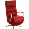 RELAXSESSEL in Leder Rot  - Chromfarben/Rot, Design, Leder/Metall (64/112/80cm) - Cantus