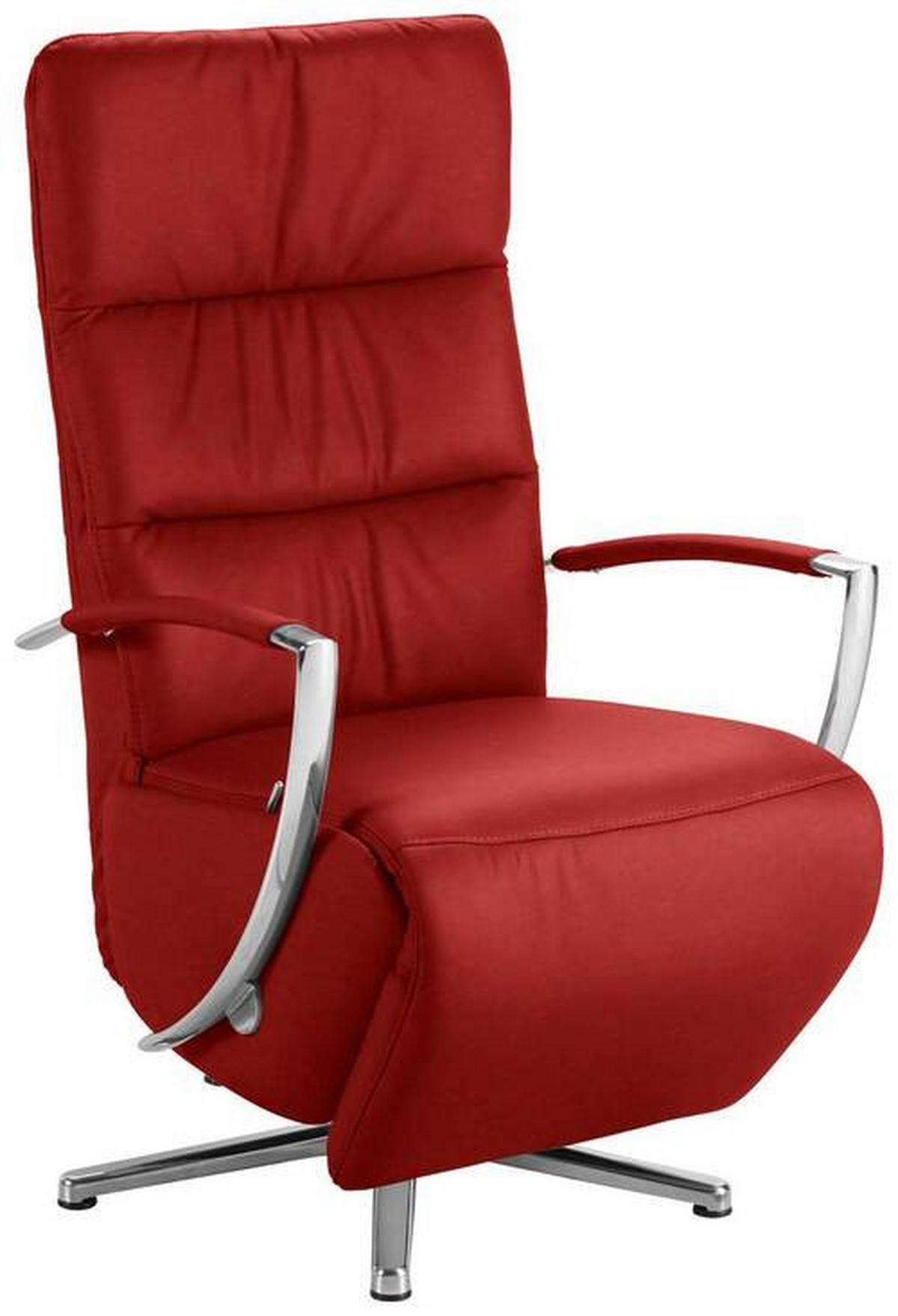 RELAXSESSEL in Leder Rot  - Chromfarben/Rot, Design, Leder/Metall (64/112/80cm) - Cantus