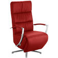 RELAXSESSEL in Leder Rot  - Chromfarben/Rot, Design, Leder/Metall (64/112/80cm) - Cantus