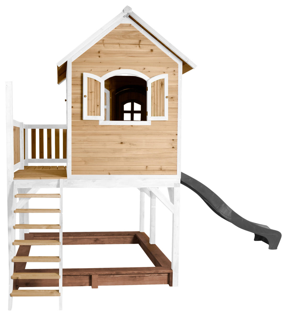 SPIELTURM 377/291/255 cm  - Braun/Weiß, KONVENTIONELL, Holz (377/291/255cm) - Ambia Garden