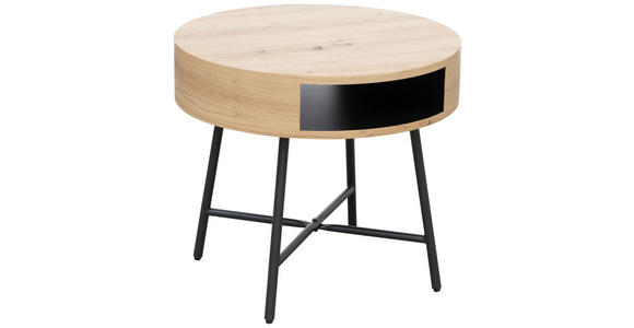 BEISTELLTISCH in Metall, Holzwerkstoff 55/55/50 cm  - Eichefarben/Schwarz, Design, Holzwerkstoff/Metall (55/55/50cm) - Carryhome