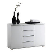 KOMMODE 120/80/40 cm 4 Schublade(n)  - Chromfarben/Weiss, Design, Glas/Holzwerkstoff (120/80/40cm) - Moderano