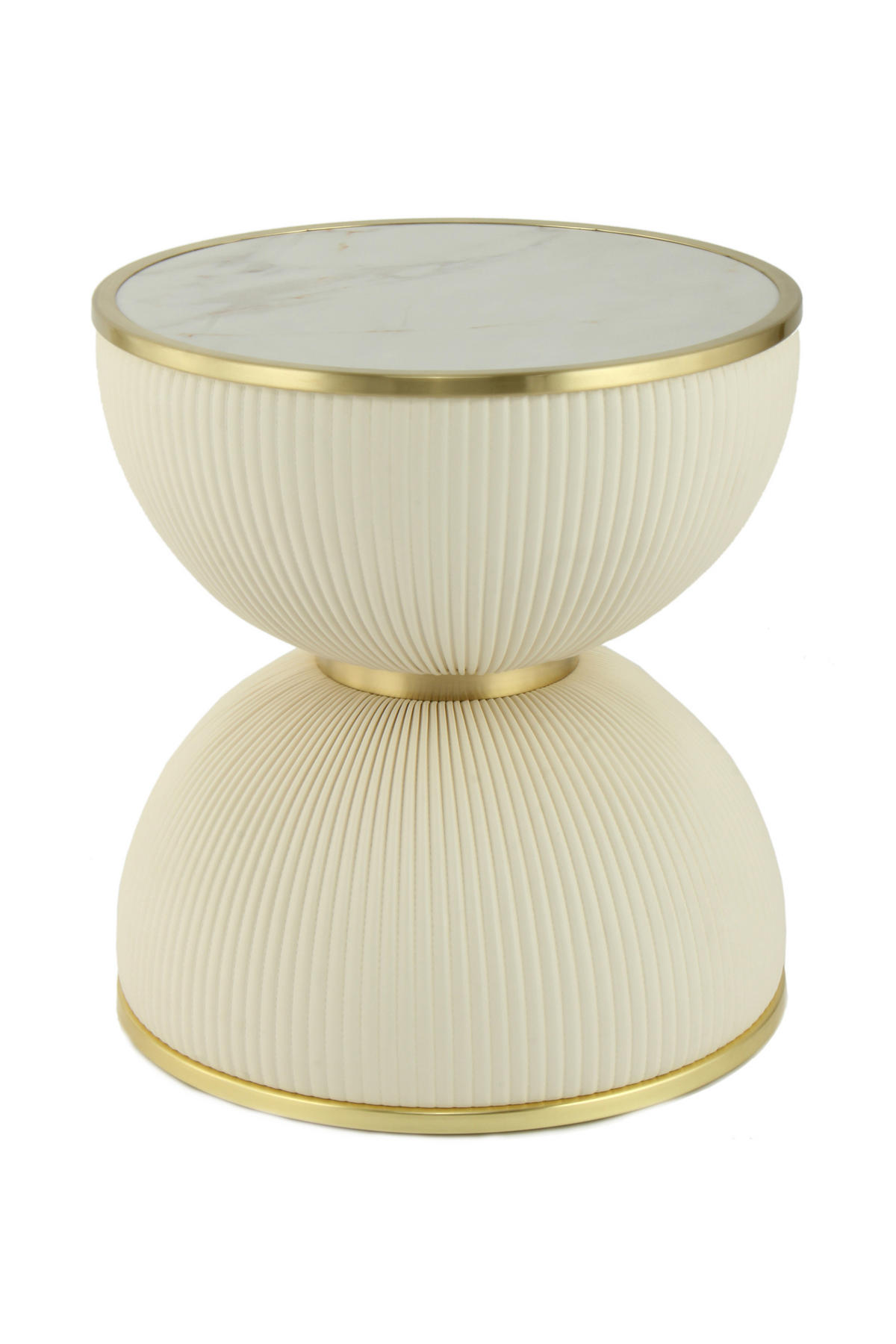 BEISTELLTISCH Creme rund  - Goldfarben/Creme, Design, Textil/Stein (47/51cm) - Kayoom