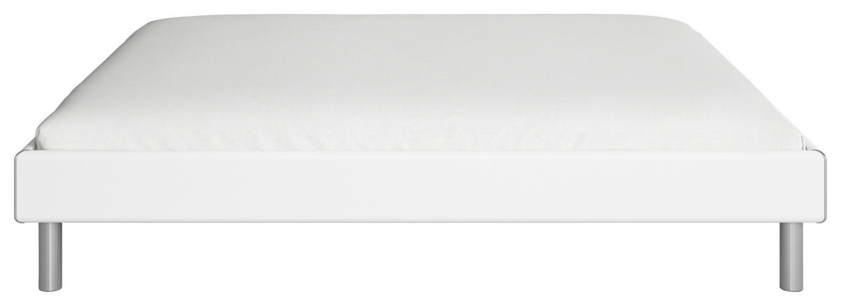 BETT 180/200 cm  in Weiss   - Weiss/Alufarben, Design, Holzwerkstoff/Metall (180/200cm) - Carryhome