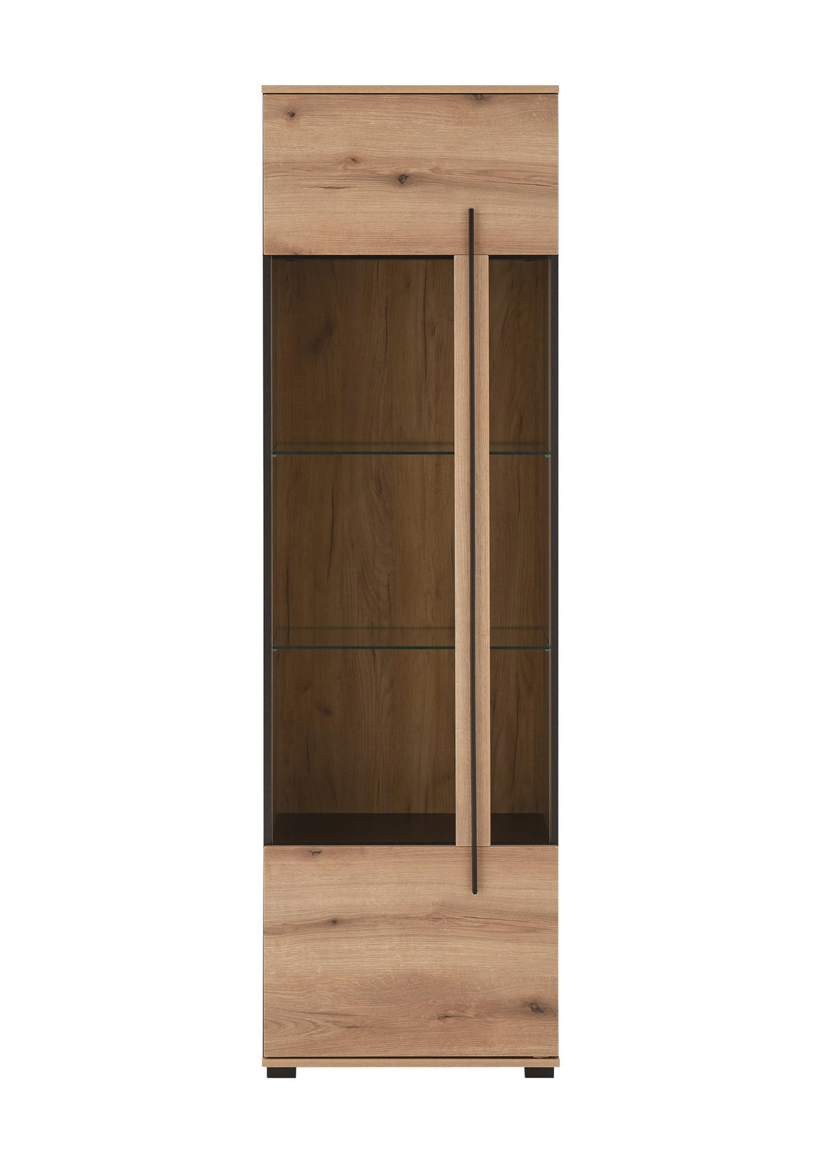 VITRINE  in Eichefarben  - Eichefarben/Schwarz, Design, Glas/Holzwerkstoff (60/200/37cm) - Livetastic