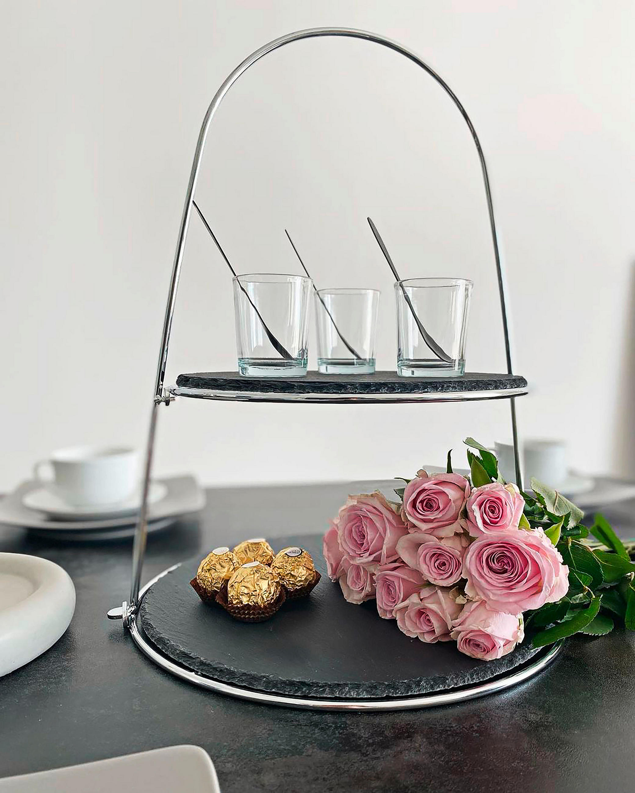 CUPCAKE-STÄNDER 2-stöckig - Silberfarben, Basics, Stein/Metall (24/29/40cm) - Echtwerk