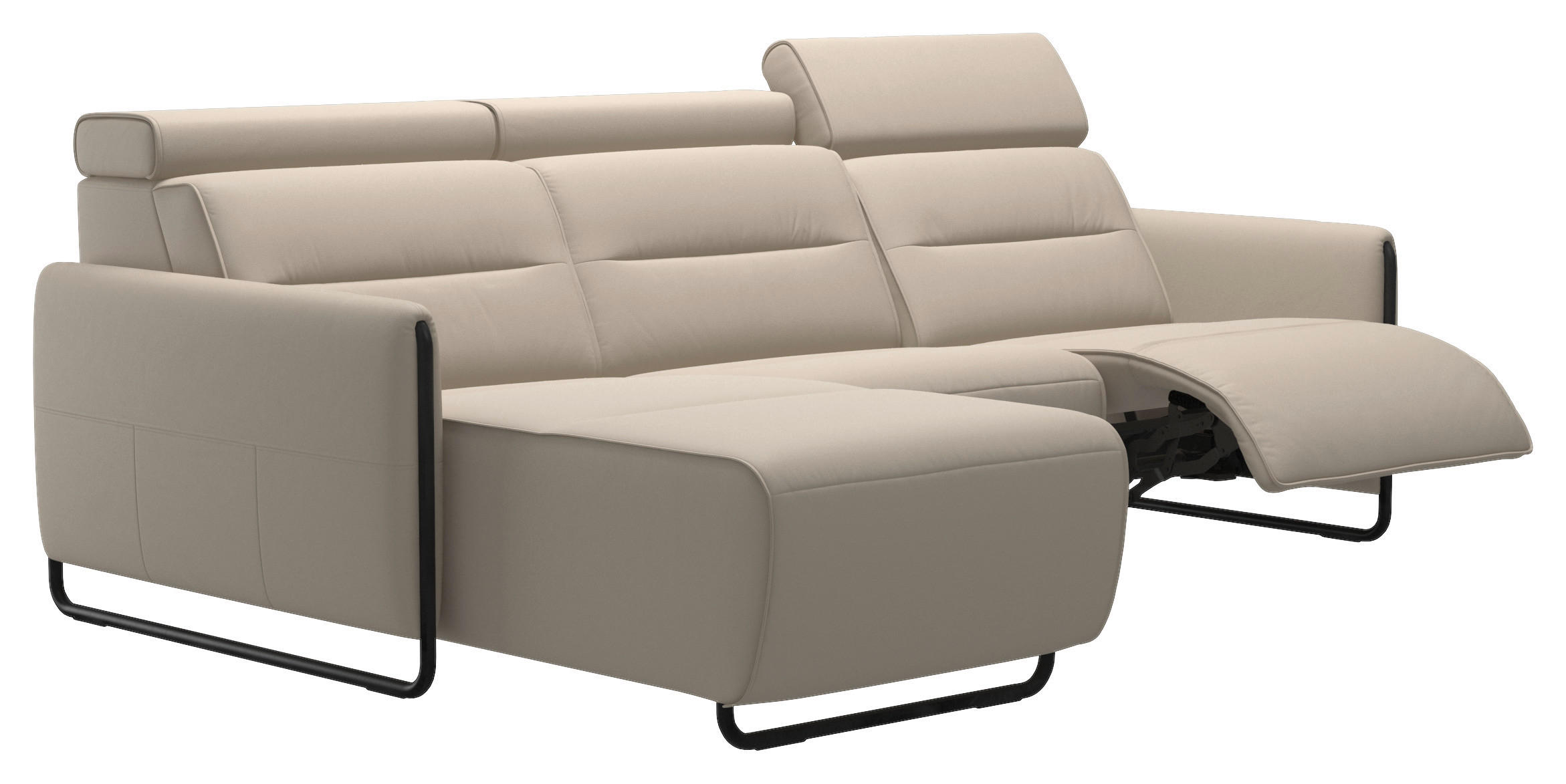ECKSOFA in Echtleder Grau, Schwarz  - Schwarz/Grau, Natur, Leder/Metall (248/184cm) - Stressless