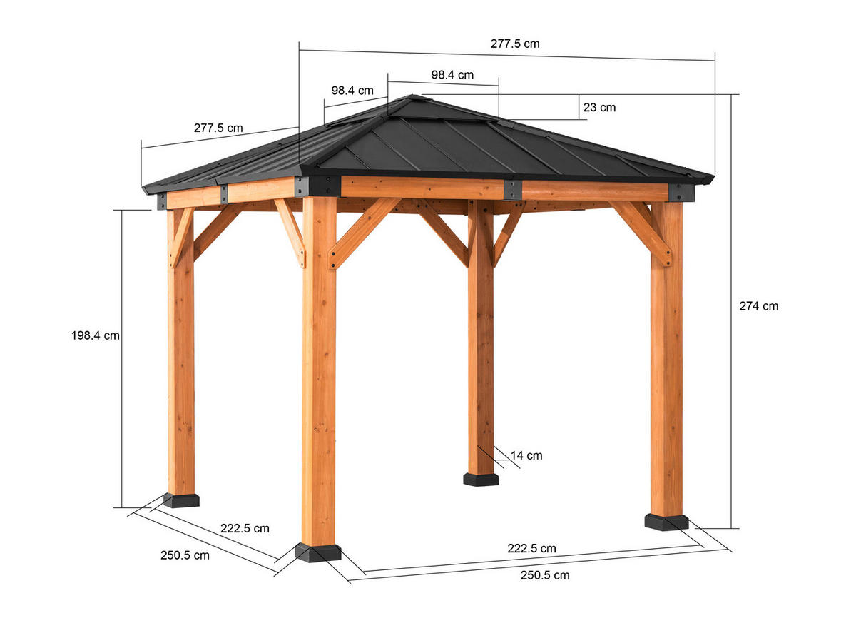 PAVILLON 273/274/273 cm  - Anthrazit, Basics, Holz/Metall (273/274/273cm) - Modante