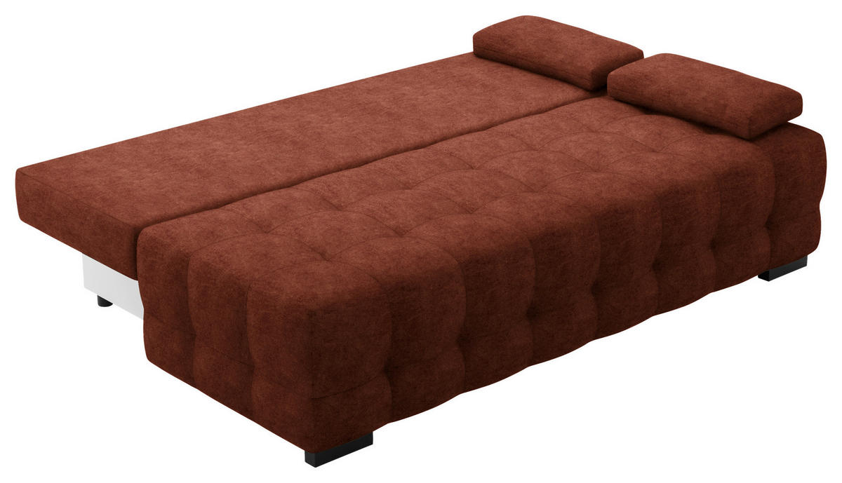 SCHLAFSOFA in Velours Rostfarben  - Rostfarben/Schwarz, KONVENTIONELL, Kunststoff/Textil (209/96/100cm) - Stylife