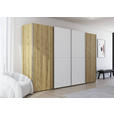 SCHWEBETÜRENSCHRANK 360/223/68 cm 4-türig Weiß, Eichefarben, Chromfarben  - Chromfarben/Eichefarben, Design, Glas/Holz (360/223/68cm) - Novel