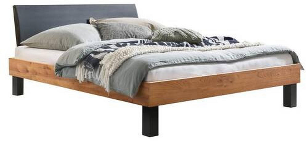 BETT 200/200 cm  in Anthrazit, Wildeiche  - Wildeiche/Eichefarben, Natur, Holz/Metall (200/200cm) - Hasena
