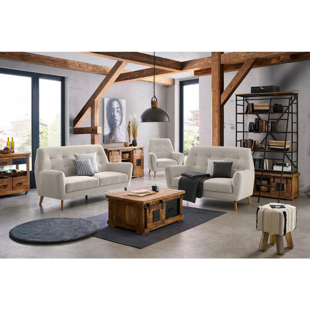 Thumbnail - Carryhome 2-Sitzer-Sofa, Beige, Textil, Eiche, massiv, 160x105x84 cm, Typenauswahl, Rücken echt, Wohnzimmer, Sofas & Cou...
