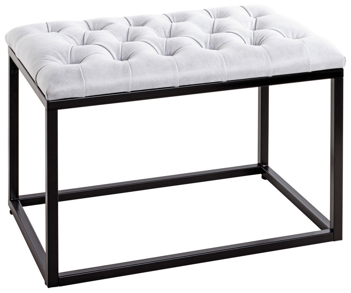 SITTBÄNK i metall, textil, trämaterial svart, ljusgrå  - ljusgrå/svart, Modern, metall/trämaterial (60/45/40cm)